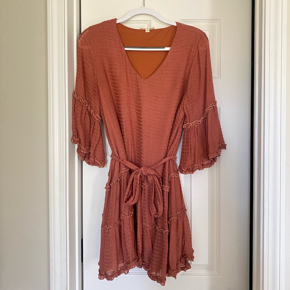 Burnt orange mini dress
